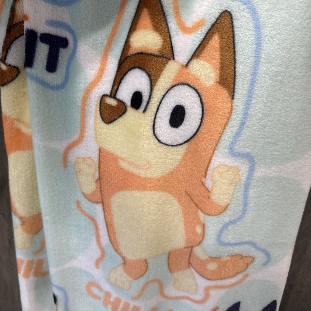 New Bluey Bingo Bandit & Chili Heeler Family 50" x 70" Throw Blanket On Hanger - Picture 8 of 9